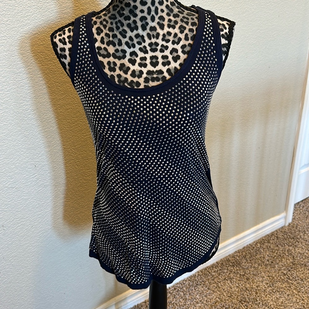 INC navy blue bling tank top, size S, super soft